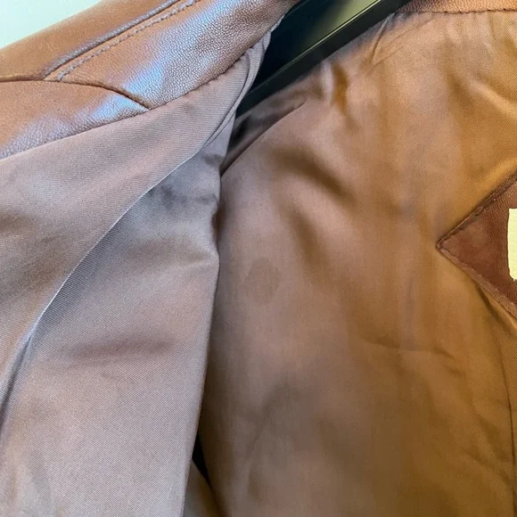 Super soft vintage leather brown men’s bomber jacket Anne Beretta L